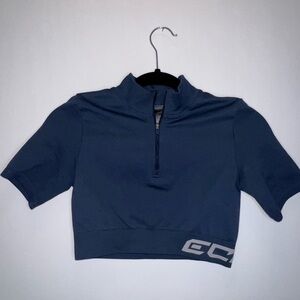 ECHT Blue Half-Zip Crop Top